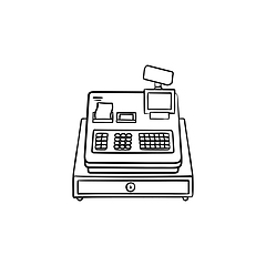 Image showing Cash register hand drawn outline doodle icon.