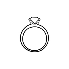 Image showing Weddind ring with diamond hand drawn outline doodle icon.