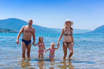 Image showing portrait of happy family with kids during summer vacation