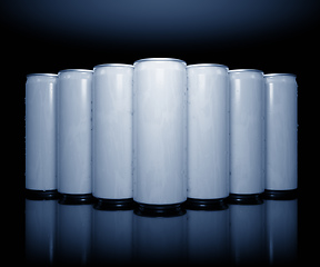 Image showing a row of white energy drinks
