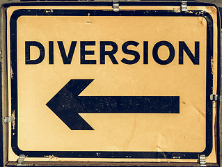 Image showing Vintage looking Diversion sign