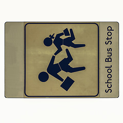 Image showing Vintage looking School bus stop sign