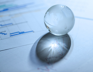 Image showing Stock market chart with Glass globe