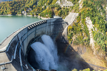 Image showing Kurobe dam and water pond