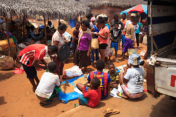 Image showing Malagasy peoples on big colorful rural Madagascar marketplace
