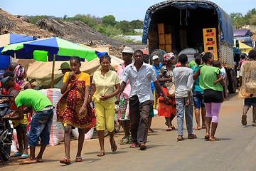 Image showing Malagasy peoples on rural city Sofia in Madagascar