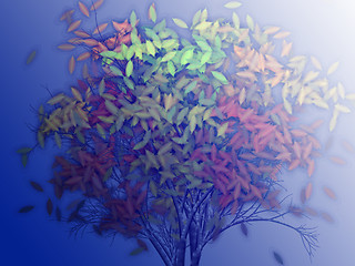 Image showing Tree with falling leaves, illustration