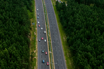 Image showing Highway from above. Aerial view of Riga city- capital of Latvia.