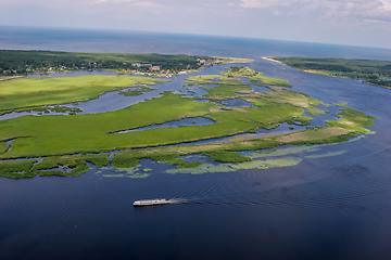 Image showing Aerial view of river Lielupe in Latvia. 