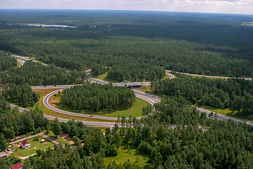 Image showing Aerial view of road in Latvia. 