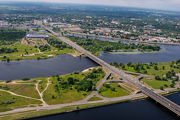 Image showing Riga from above. Aerial view of Riga city- capital of Latvia. 