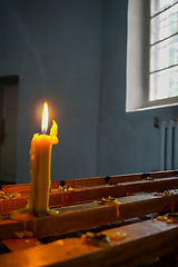 Image showing Burning candle at Koknese Evangelical Lutheran Church.