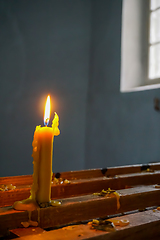 Image showing Burning candle at Koknese Evangelical Lutheran Church.