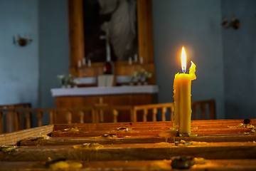 Image showing Burning candle at Koknese Evangelical Lutheran Church.