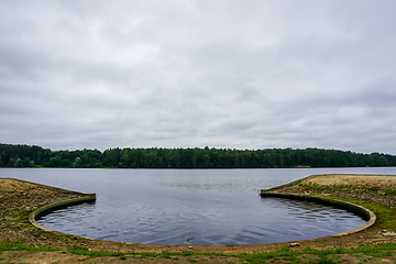 Image showing Artificial shore in Koknese park Garden of Destinies in Latvia. 