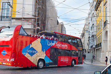 Image showing Touristic sightseeing bus in Lisbon