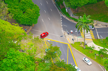 Image showing Singapore aerial view road traffic