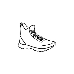 Image showing Hiking boot hand drawn outline doodle icon.