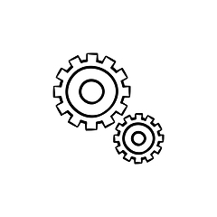 Image showing Set of two gears hand drawn outline doodle icon.