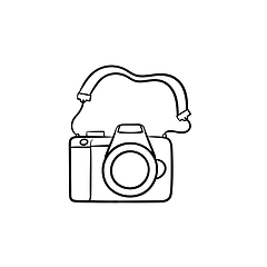 Image showing Photo camera hand drawn outline doodle icon.