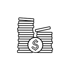 Image showing Two piles of coins hand drawn outline doodle icon.