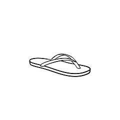 Image showing Flip flop sandal hand drawn outline doodle icon.
