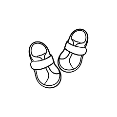 Image showing Baby shoes hand drawn outline doodle icon.