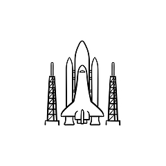 Image showing Space shuttle hand drawn outline doodle icon.