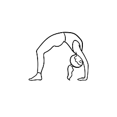 Image showing Woman in yoga bridge pose hand drawn outline doodle icon.