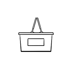 Image showing Shopping basket hand drawn outline doodle icon.