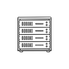 Image showing Computer server hand drawn outline doodle icon.
