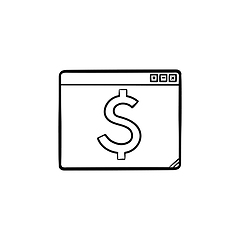 Image showing Browser window with dollar sign hand drawn outline doodle icon.