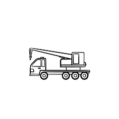 Image showing Crane truck hand drawn outline doodle icon.