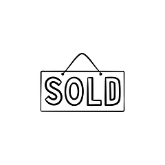 Image showing Sold sign hand drawn outline doodle icon.