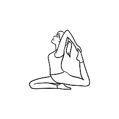 Image showing Woman in yoga king pigeon pose hand drawn outline doodle icon