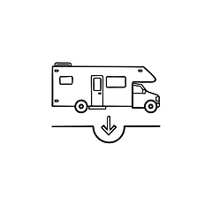 Image showing Camper hand drawn outline doodle icon.