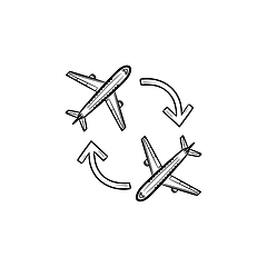 Image showing Round trip hand drawn outline doodle icon.
