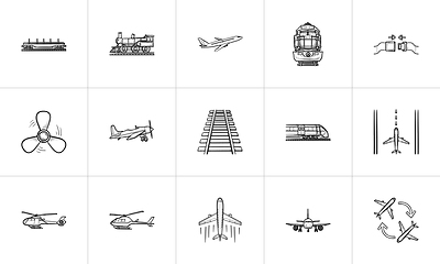 Image showing Transport hand drawn outline doodle icon set.