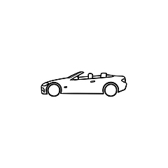 Image showing Convertible car hand drawn outline doodle icon.