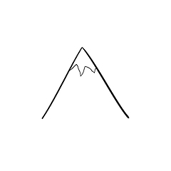 Image showing Snow mountain peak hand drawn outline doodle icon.