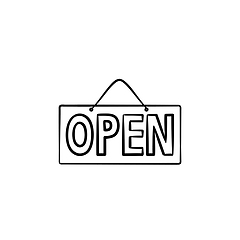 Image showing Open sign drawn outline doodle icon.
