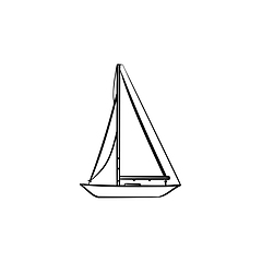 Image showing Sailboat hand drawn outline doodle icon.
