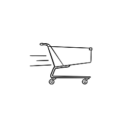 Image showing Fast delivery shopping cart hand drawn outline doodle icon.