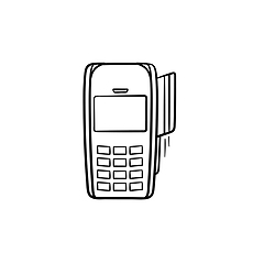 Image showing POS terminal hand drawn outline doodle icon.