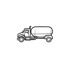 Image showing Fuel truck hand drawn outline doodle icon.
