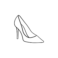 Image showing High heel shoe hand drawn outline doodle icon.