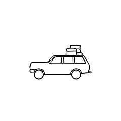 Image showing Minivan with roof rack hand drawn outline doodle icon.