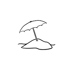 Image showing Beach umbrella hand drawn outline doodle icon.