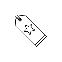 Image showing Price tag with star hand drawn outline doodle icon.