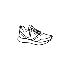 Image showing Sneaker hand drawn outline doodle icon.